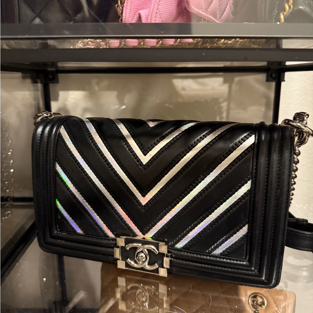 Black and Silver Chevron Women's Bag